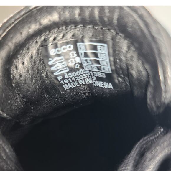 ECCO Black Leather Reptile Texture Soft 7 Sneakers Shoes MINT Size 38 US 7 - Picture 5 of 5